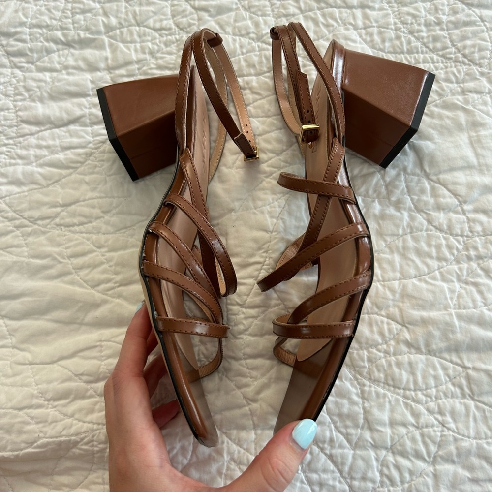 J.Crew Layne Strappy-Sandal Heels in Brown Leather - Picture 3 of 8